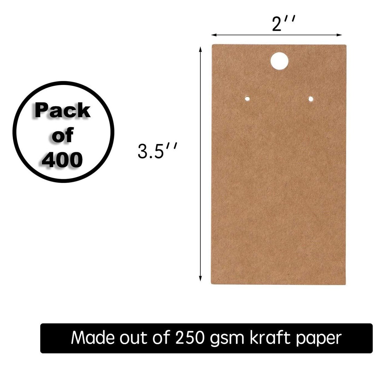 400 Pieces Earring Cards - Earring Display Cards - Custom Earring Cards for Earring Display - Hanging Earrings - Bulk Earring Cards - 2 x 3.5 Inches - Brown (Pack of 400)